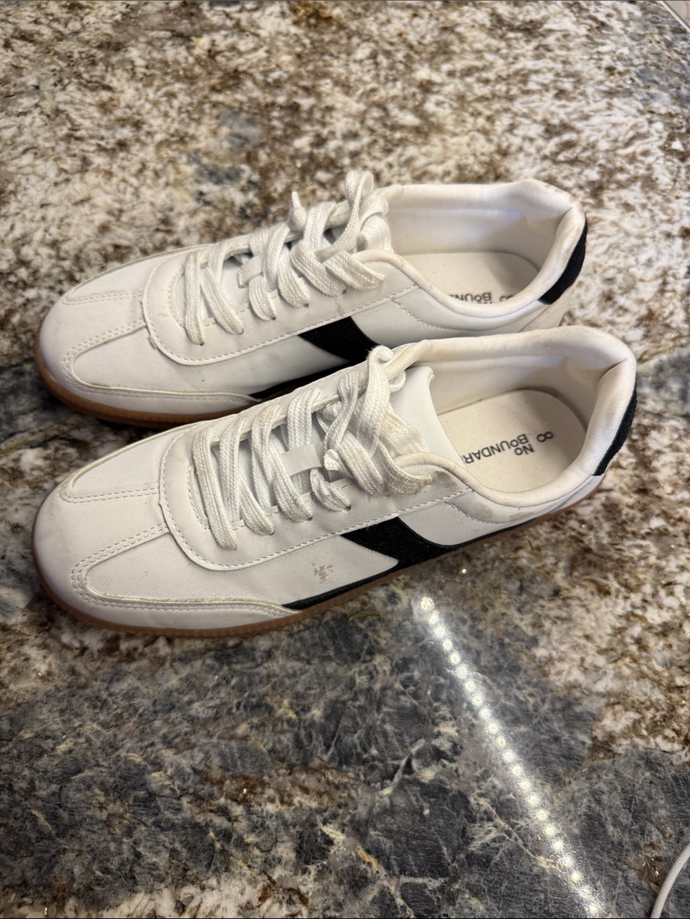 No Boundaries White and Black Low-Profile Sneakers